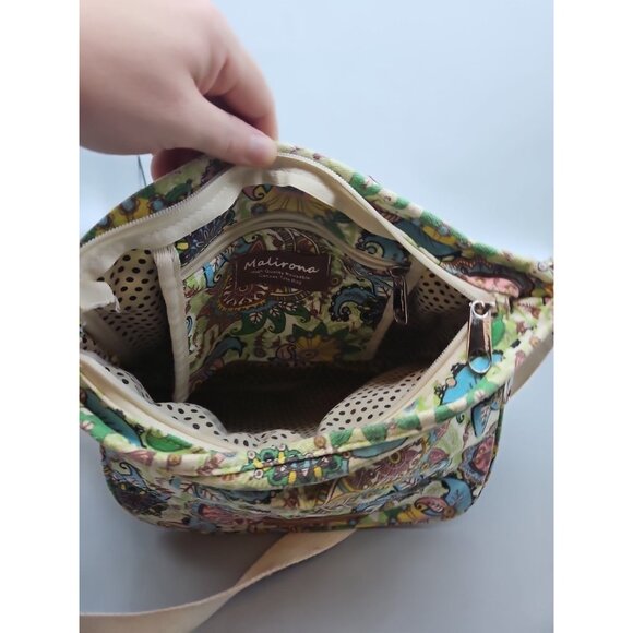 Malirona Floral Crossbody Canvas Handbag Multi Pocket Pre-Owned - Picture 8 of 12